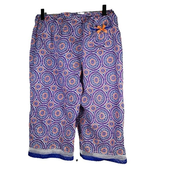 Victoria’s Secret Medium Cotton Pajama Set Geometric Capri Loungewear - Picture 3 of 8